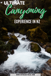 another pinterest image of this article on canyoning in New Zealand