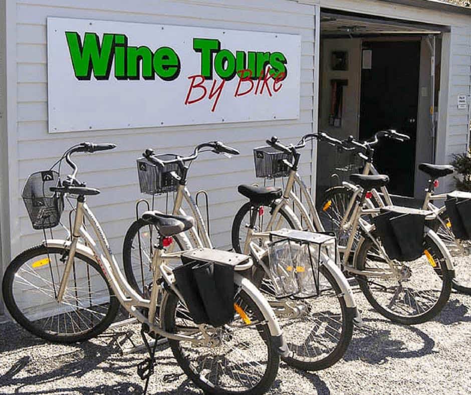 one of the best marlborough wine tours is the wine by bike tour in Renwick. This is a photo of the bikes outside the building. 