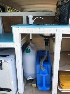 photo of waste water and fresh water for a self contained van