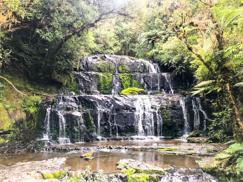 a photo of purakanui falls one of the best things to do in the catlins