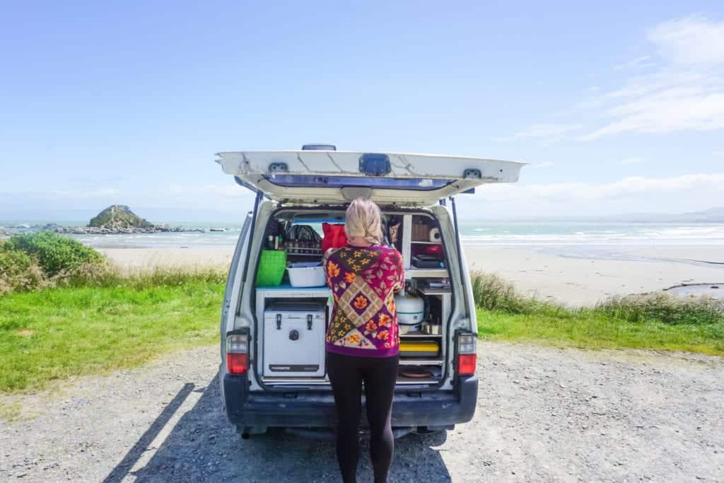 A stunning photo of my campervan down in Invergargill a must stop on your South Island road trip! 