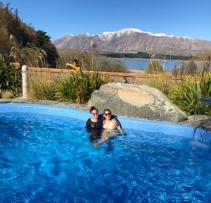 the hot pools is an awesome option when looking for what to do in lake tekapo you can't go past it! A photo of me and my friends sitting in one of them