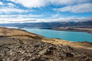 Lake tekapo is one of my favourite destinations to visit while travelling New Zealand in a campervan. This photo is looking down on the stunning lake!