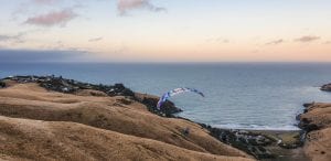 Another photo of a paraglider in banks peninsular Canterbury region New Zealand