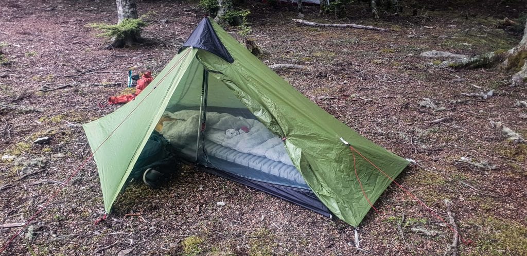 a tent is a essential tramping gear item I suggest taking with you. This is a photo of my lightweight tent